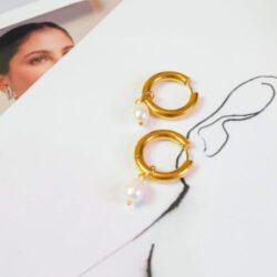 Blanca Pearl Hoop Earrings