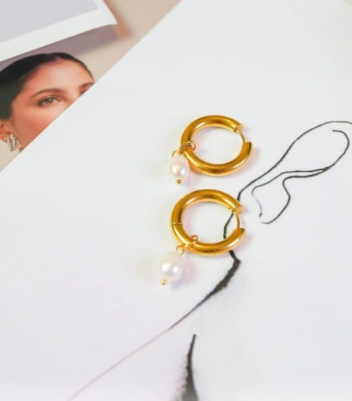Blanca Pearl Hoop Earrings