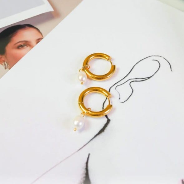 Blanca Pearl Hoop Earrings