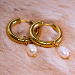 Blanca Pearl Hoop Earrings - Image 3